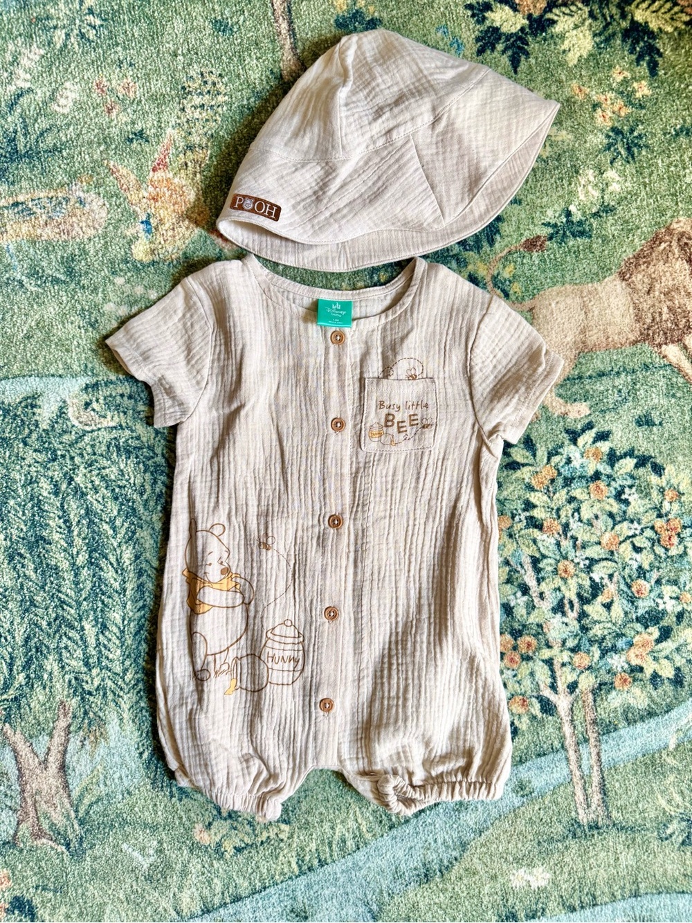 Winnie the Pooh Baby Romper & Bucket Hat Set